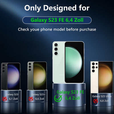 Hülle für Samsung Galaxy S23 FE 5G für Magsafe mit Panzer Schutz Glas, [Schutz in Militärqualität] Stoßfest Magnetisch Handyhülle Samsung S23 FE Case Dünn Outdoor Cover Schutzhülle für S23 FE, Schwarz