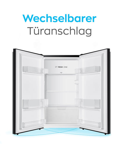 Heinrich´s Getränkekühlschrank 94L klein kompakt leise: 36db Mini-Bar; Tisch-Kühlschrank mit 7 Temperaturstufen, Mini Kühlschrank freistehend, perfekt geeignet für Büro Camping Garten Outdoor,schwarz