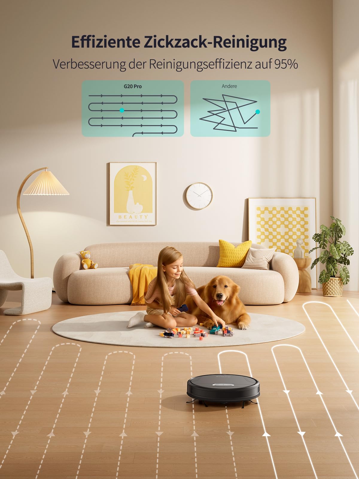 HONITURE Saugroboter mit Wischfunktion,G20 Pro Staubsauger Roboter mit 4500Pa Starke Saugkraft,7,6 cm Roboterstaubsauger mit APP Steuerung 180 Min Laufzeit,Ideal für Tierhaare,Teppiche und Hartböden