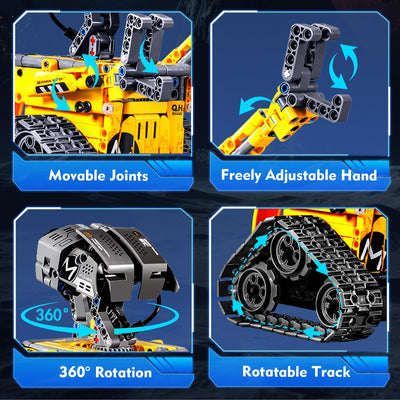 HiWEEGO Technik Roboter für Kinder Bausatz - 5-in-1 mit Fernbedienung und App Steuerung | 520 Stück RC Wall Roboter/Tech Roboter Wiederaufladbarer Geschenke für 6-12+ Jahre alte Jungen Mädchen