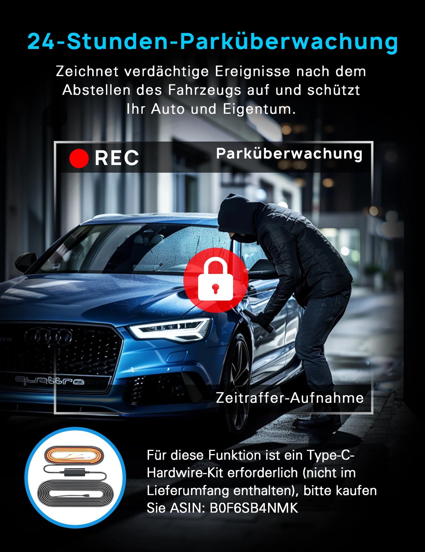 Dashcam Auto Vorne Hinten 4K+1080P, Navycrest 5GHz WiFi Dash Cam mit 64GB SD Karte, Dual Auto Kamera mit Super Nachtsicht, WDR, G-Sensor, 24/7 Parküberwachung, Loop-Aufnahme, APP Steuerung, Max 256G