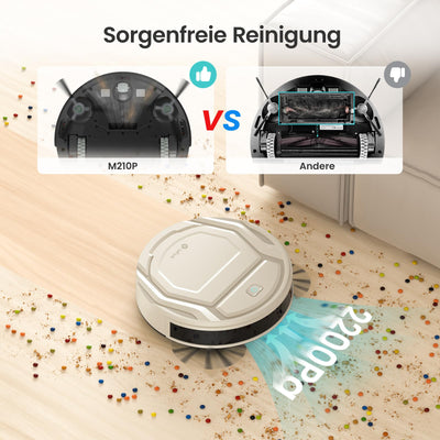 LEFANT M210P Saugroboter, Superschlank Staubsauger Roboter, 2200 Pa Saugkraft, 120 Min Laufzeit, WLAN optimiert für Teppiche, Tierhaare, Hartböden, Roboterstaubsauger mit Ladestation, Champagnergrau