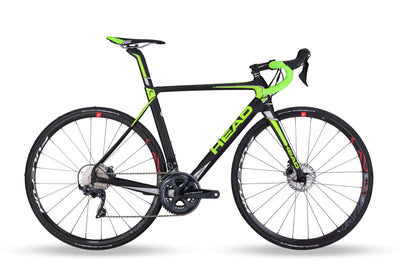 HEAD Unisex - Adult I-Speed Race Road Bike, Matt Black/Green, 54