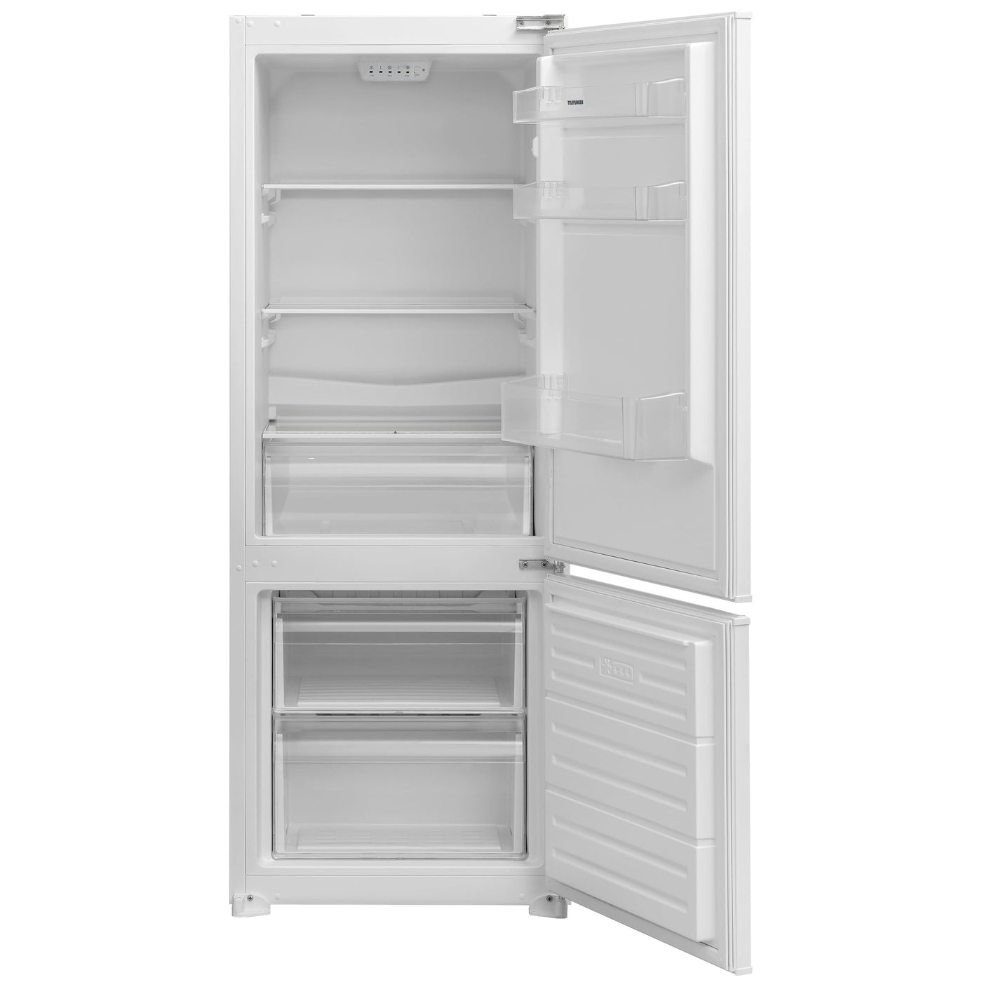 TELEFUNKEN Einbau-Kühl-Gefrierkombination | Einbaukühlschrank mit Gefrierfach (4-Sterne) | 144cm Nische | 211 Liter Gesamt-Nutzinhalt | Schlepptür | Less Frost | Temperaturregelung | C-EKG-144-ST-E