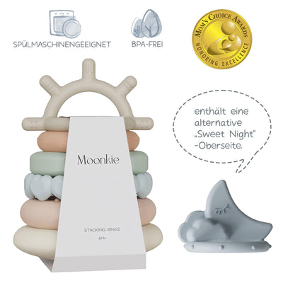 Moonkie Stapelturm für Stapelspiel, Baby Stapelspielzeug mit Ringen, Beißspielzeug Pädagogisches Lernen Stapelring Spielzeug für Babys, 7-teiliges Set