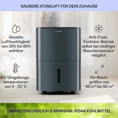 Klarstein Luftentfeuchter & Luftreiniger Elektrisch, 20 L Raumentfeuchter Klein für Wohnung Schlafzimmer Badezimmer Keller, Effizienter Bad/Raum Entfeuchter, Elektrischer & Kleiner Luftentfeuchter