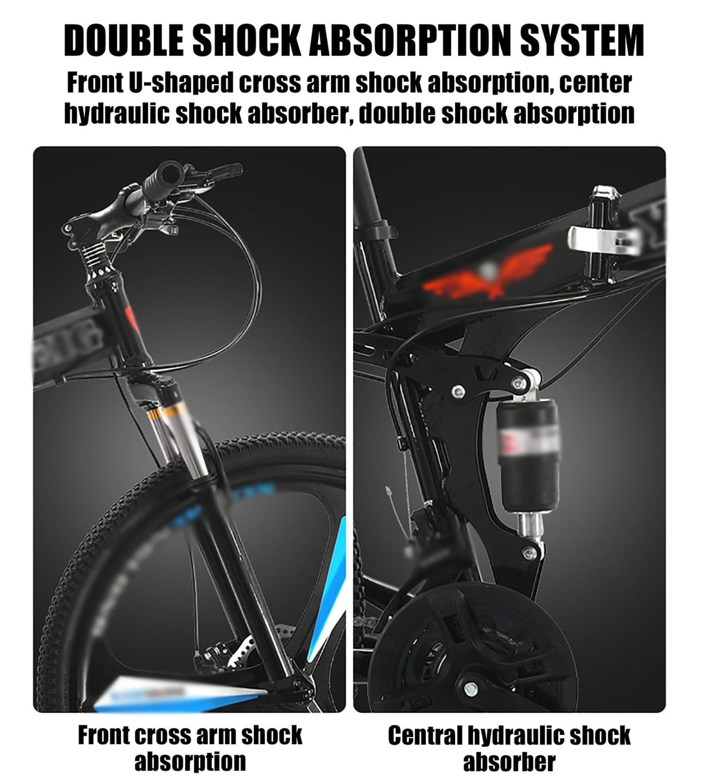 KLYDBMYT 24" 26" Faltbares Mountainbike mit Doppelfederung Mountainbike 21-Gang-Rahmen aus Kohlenstoffstahl Sportfahrrad für Erwachsene Männer und Frauen Teenager