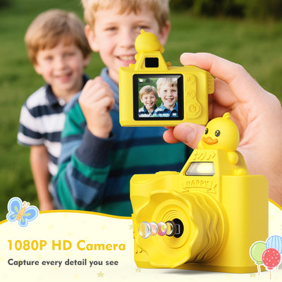 Mini Digitalkamera für Kinder – Maxmango 1,3 Zoll 1080P HD Retro Kamera, 64 GB Süße Kinder Kamera Spielzeug Fotokamera, Geschenke für Jungen und Mädchen 3, 4, 5, 6, 7, 8, 9, 10 Jahre (Gelb)