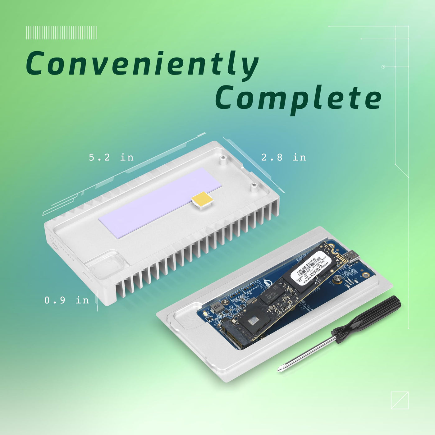 OWC Express 1M2 tragbares NVMe Thunderbolt (USB-C) SSD-Laufwerk USB4, ultraschnelles externes SSD-Laufwerk mit Aluminium-Kühlkörpergehäuse (nur Gehäuse)