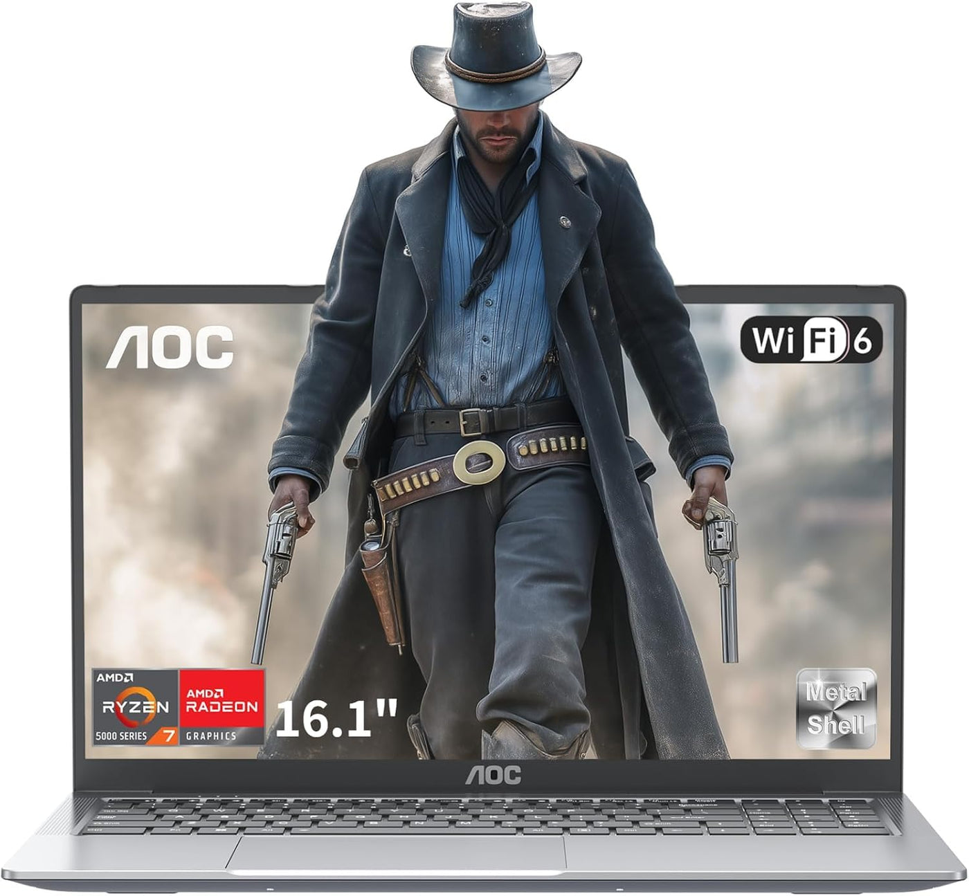 AOC AX16PRO Laptop Ryzen 7 5700U, bis zu 4,3 GHz, RAM 16 GB M.2 NVMe SSD 512 GB Laptop, Tastatur mit Hintergrundbeleuchtung, Radeon RX Vega 8 Graphics Notebook, WiFi-6,1080p, Typ-C, Metallgehäuse