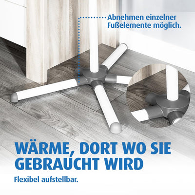 reer Wickeltischstrahler FeelWell 2in1, Standheizstrahler und Wandmontage, 2 Heizstufen, Timer, Kippsicherung, geprüft nach Medizinstandard, Weiß, aus Metall
