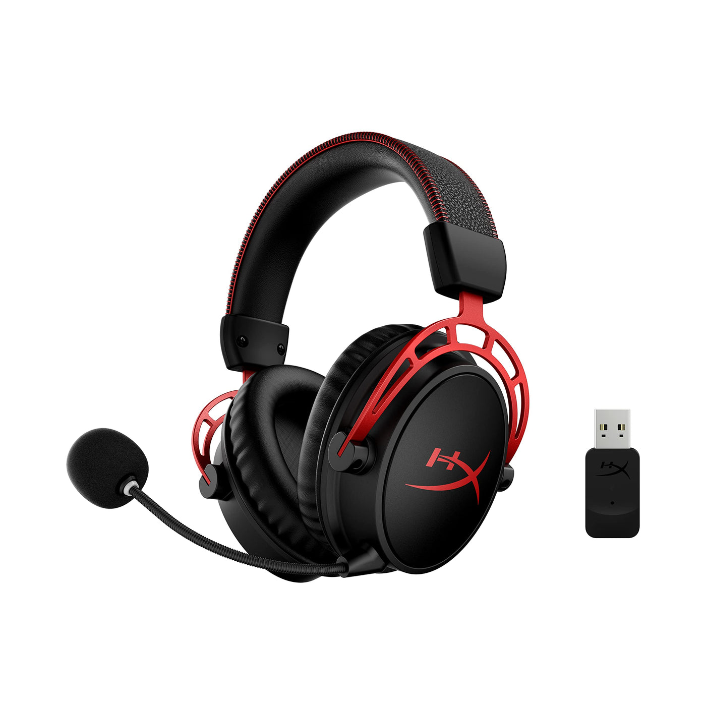 HyperX Cloud Alpha Wireless Gaming-Headset , 300h Akkulaufzeit, DTS Headphone mit 3D Audio, Dual Chamber Treiber, 2,4 GHz kabellos, Abnehmbares Mikrofon mit Geräuschunterdrückung, Schwarz-Rot