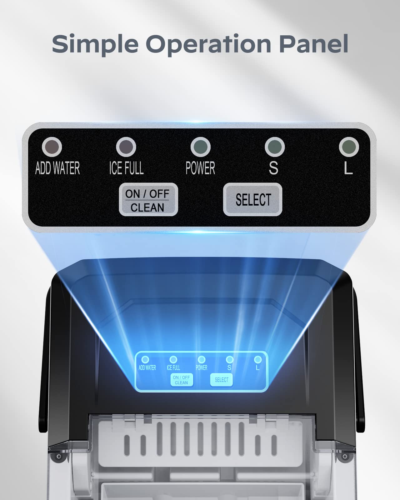 Silonn Eiswürfelmaschine, Kleine Eiswürfelmaschine mit Tragegriff, Selbstreinigende Eiswürfelmaschine mit Korb und Schaufel, 9 Würfel in 6 Minuten, 12 KG pro Tag, ideal für Haus, Küche, Camping, RV