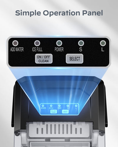 Silonn Eiswürfelmaschine, Kleine Eiswürfelmaschine mit Tragegriff, Selbstreinigende Eiswürfelmaschine mit Korb und Schaufel, 9 Würfel in 6 Minuten, 12 KG pro Tag, ideal für Haus, Küche, Camping, RV