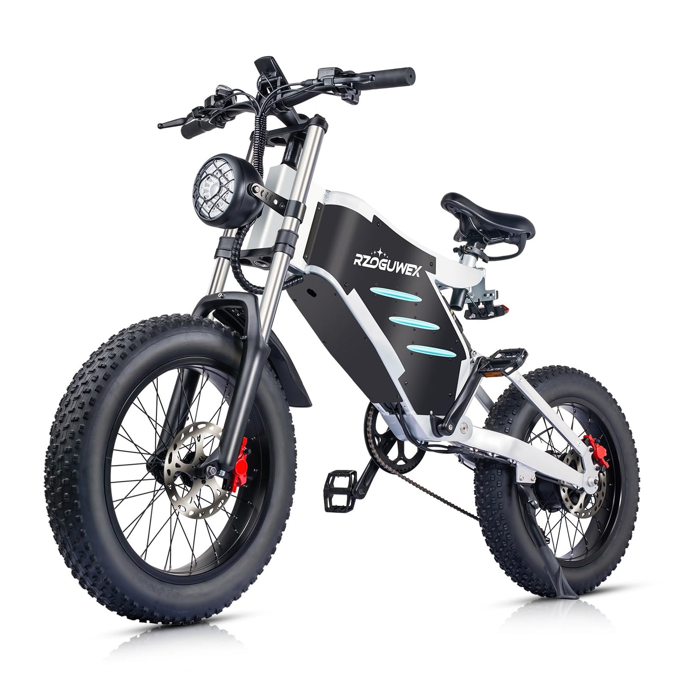 RZOGUWEX Elektrofahrrad, 20-Zoll-Offroad-EBIKE für Erwachsene mit Abnehmbarem 48V 25Ah Lithium-Ionen-Akku, 7-Gang-Schneerad mit Zwei Stoßdämpfern und Bürstenlosem Motor