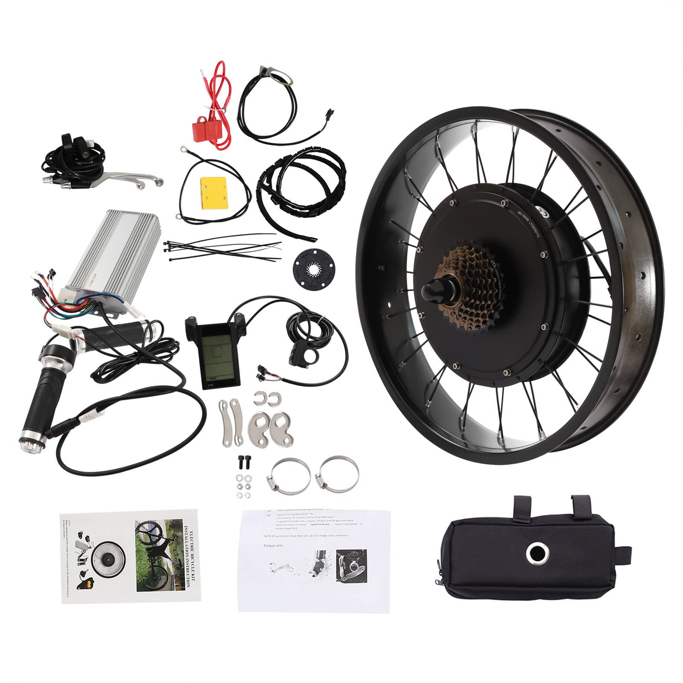 Vielrosse 20 Zoll Elektro Fahrrad Hinterrad Umbausatz, 1500W 48V LCD Radnabenmotor Conversion Kit für Heckmotor