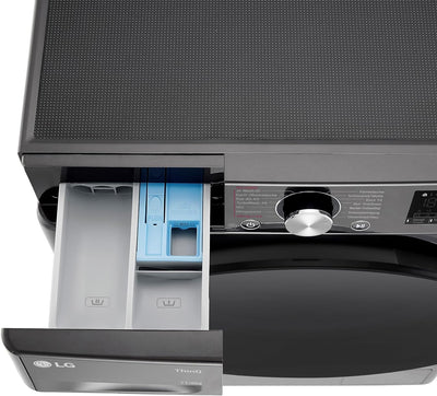 LG W4WR70E6YB, Frontlader-Waschtrockner 11 - 6 kg, Klasse A/D, 60x62x85 cm, Wi-Fi, AI Direct Drive, Tiefenreinigung mit Dampf, TurboWash 360, Große Kapazität, Außentür aus gehärtetem Glas, Schwarz