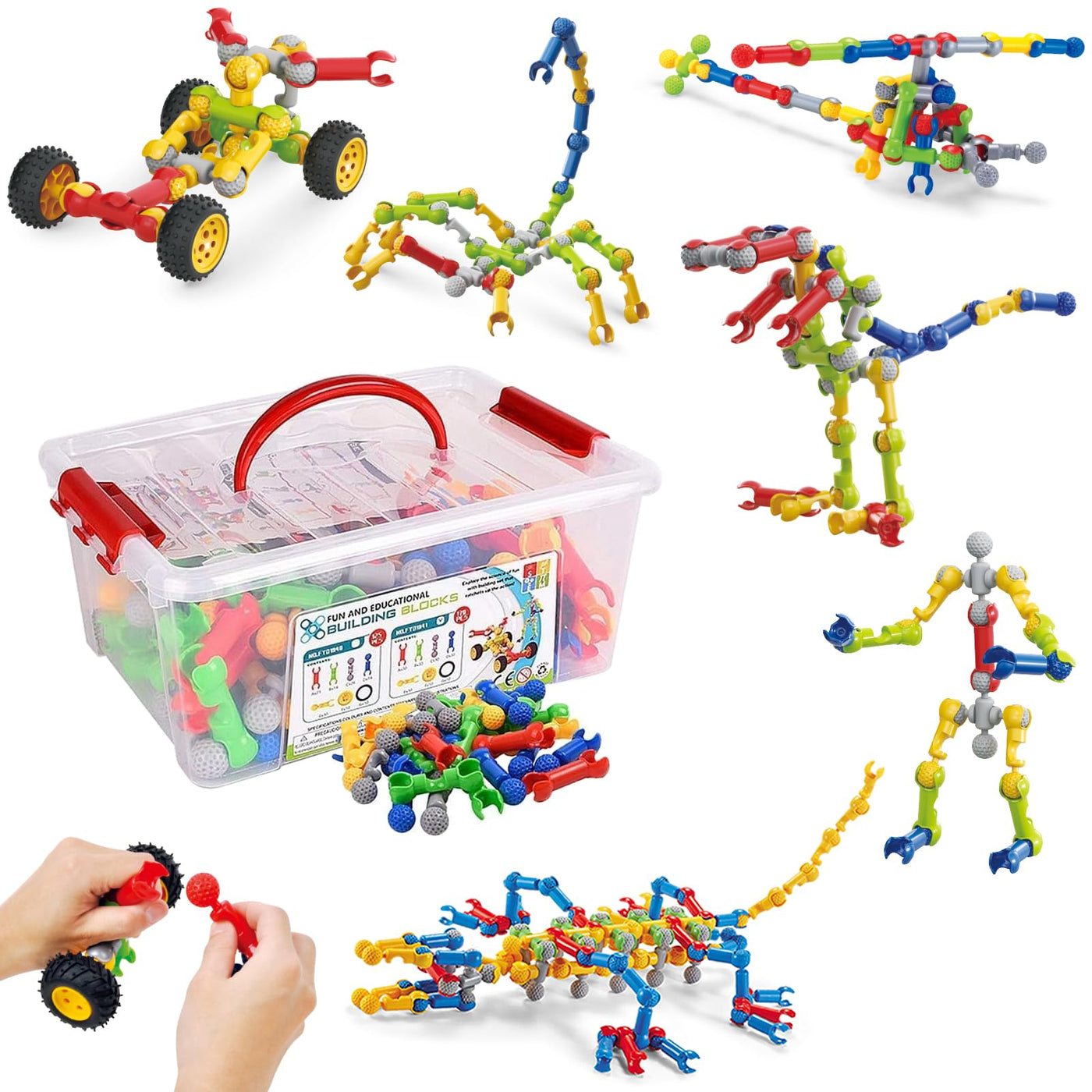 Kinder Bauen MINT-Spielzeug, 125-teiliges Baustein-Set, Erzieherische und Kreative Bausteine für Jungen und Mädchen im Alter von 3 4 5 6 7 8 9 10 Jahren, Geschenk Konstruktionsspielzeug für Kinder