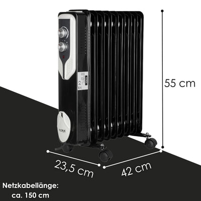 Öl Radiator 9 Rippen | 2000 Watt | 3 Stufen | Energiesparend | Ölradiator | Radiator Heizung | Heater | Heizgerät | Paneelheizkörper | Elektroheizung | Öl-Radiator | Heizkörper | Mini Heizung