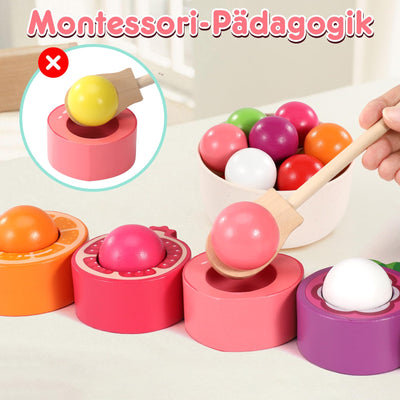 Montessori Spielzeug ab 1 2 3 Jahr, Baby Motorikspielzeug Obst Holzspielzeug für Farbsortierung und Zählen, Geschenk für Mädchen Jungen 1 2 3 Jahre