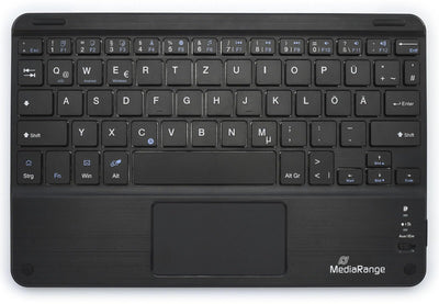 MediaRange kompakte Funk-Tastatur mit 64 Tasten und Touchpad, QWERTZ (DE/AT/CH) Tastaturbelegung, schwarz