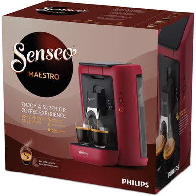 Philips Domestic Appliances CSA260/91 Senseo Maestro Kaffeemaschine Kaffeepads mit 1,2 Liter Wassertank, Auswahl der Intensität und Memo-Funktion, Produkt grün, Farbe: rot