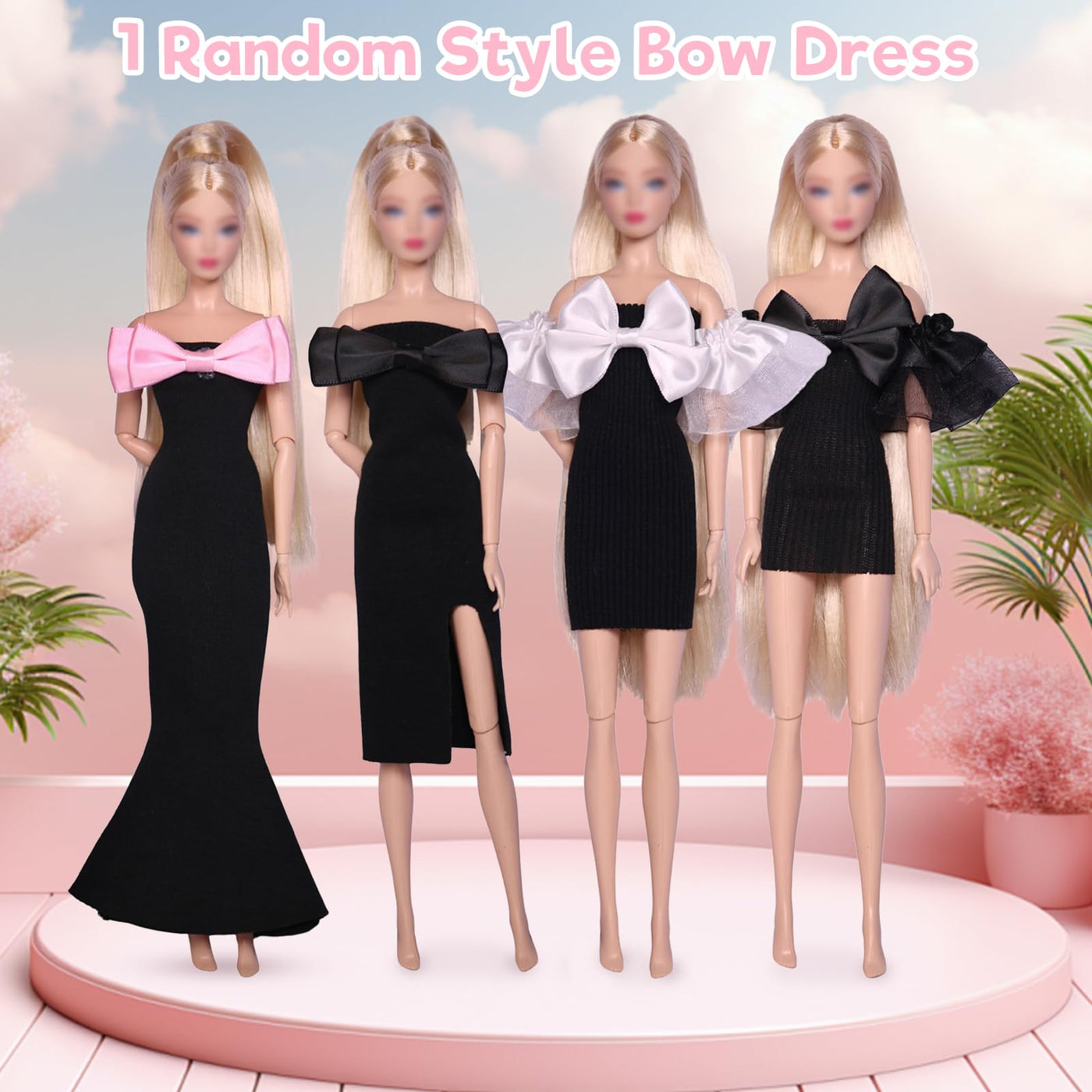 17 Stück Kleidung und Zubehör für 11,5 Zoll Mädchen Puppen Plüsch Westen Set Plüsch Mantel Set Outfits Schleifen Knoten Kleid Langes Etuikleid Set mit 7 Schuhe 5 Zubehör Zufällig Geschenk für Mädchen