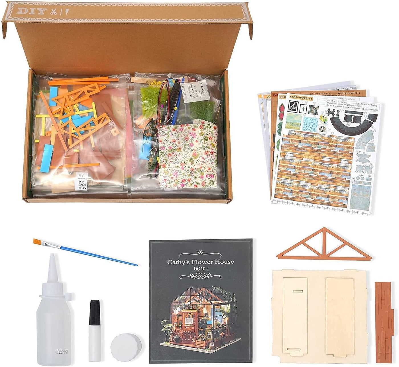 ROBOTIME Miniatur Haus Gewächshaus DIY Miniature House Holz Mit Möbel und Licht, Puppenhaus für Erwachsene Mädchen und Jungen Geschenk zum Muttertag