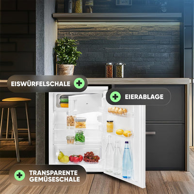 Bomann® Kühlschrank mit Gefrierfach klein | Kühlschrank 2 Ablagen | leise | mit 4-Sterne Gefrierfach | Kühlschrank klein mit Obst- und Gemüsefach | Türanschlag wechselbar | KS 7251 weiß