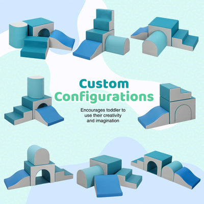 SweHouse Schaumstoff Bausteine Kinder Klettern: 4 PU-Leder Indoor Softbausteine Spielbausteine - Weiche Bausteine Baby Montessori Kletterspielzeug mit Ellipsenbogen(Modern)