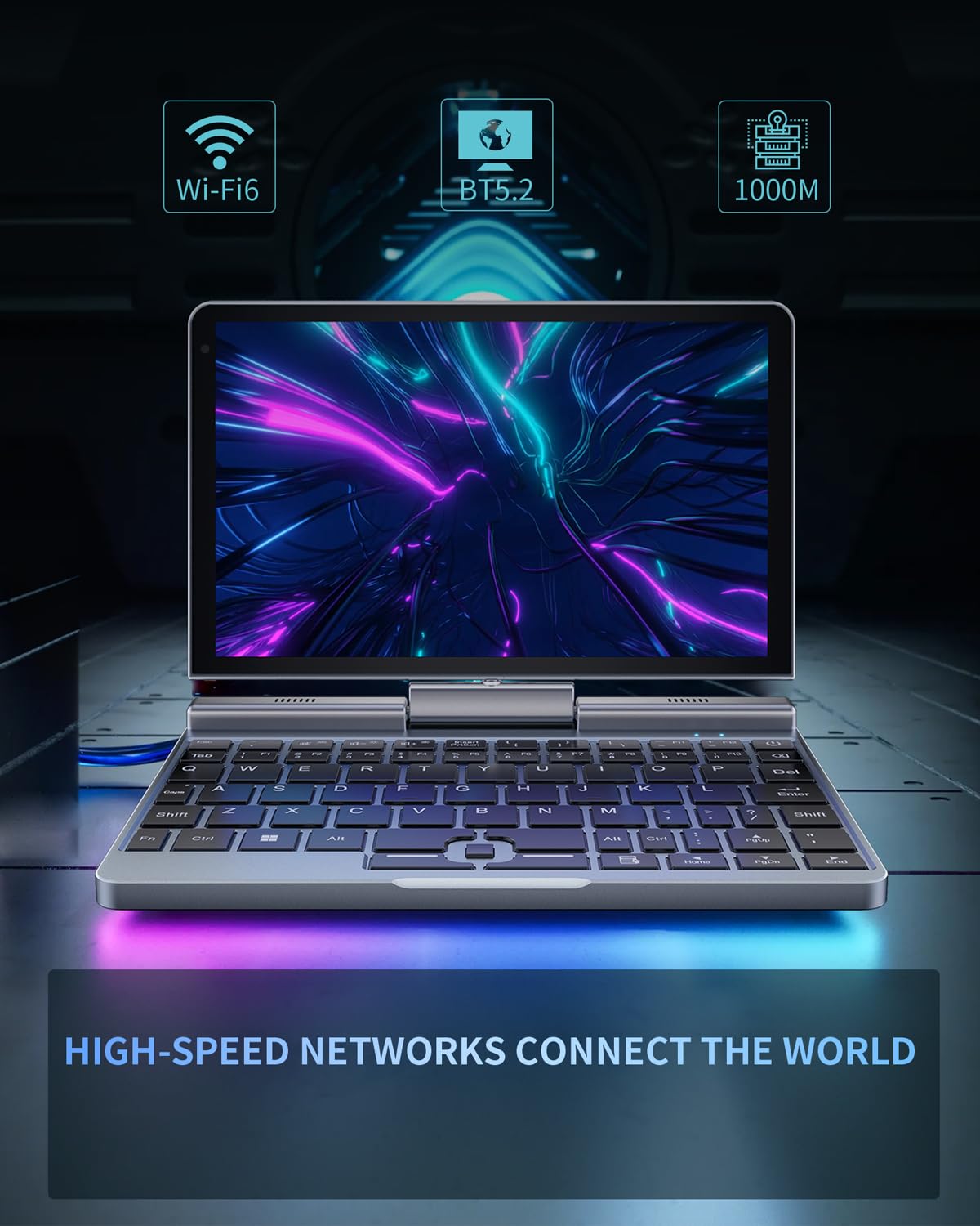 8-Zoll 2-in-1 Mini-Laptop mit QWERTZ-Tastatur, drehbarem HD-Touchscreen & Stiftunterstützung, Windows 11 Pro, N150, 12GB RAM, 1TB SSD, Wi-Fi 6, BT 5.2, HDMI, Typ-C, 2MP Kamera