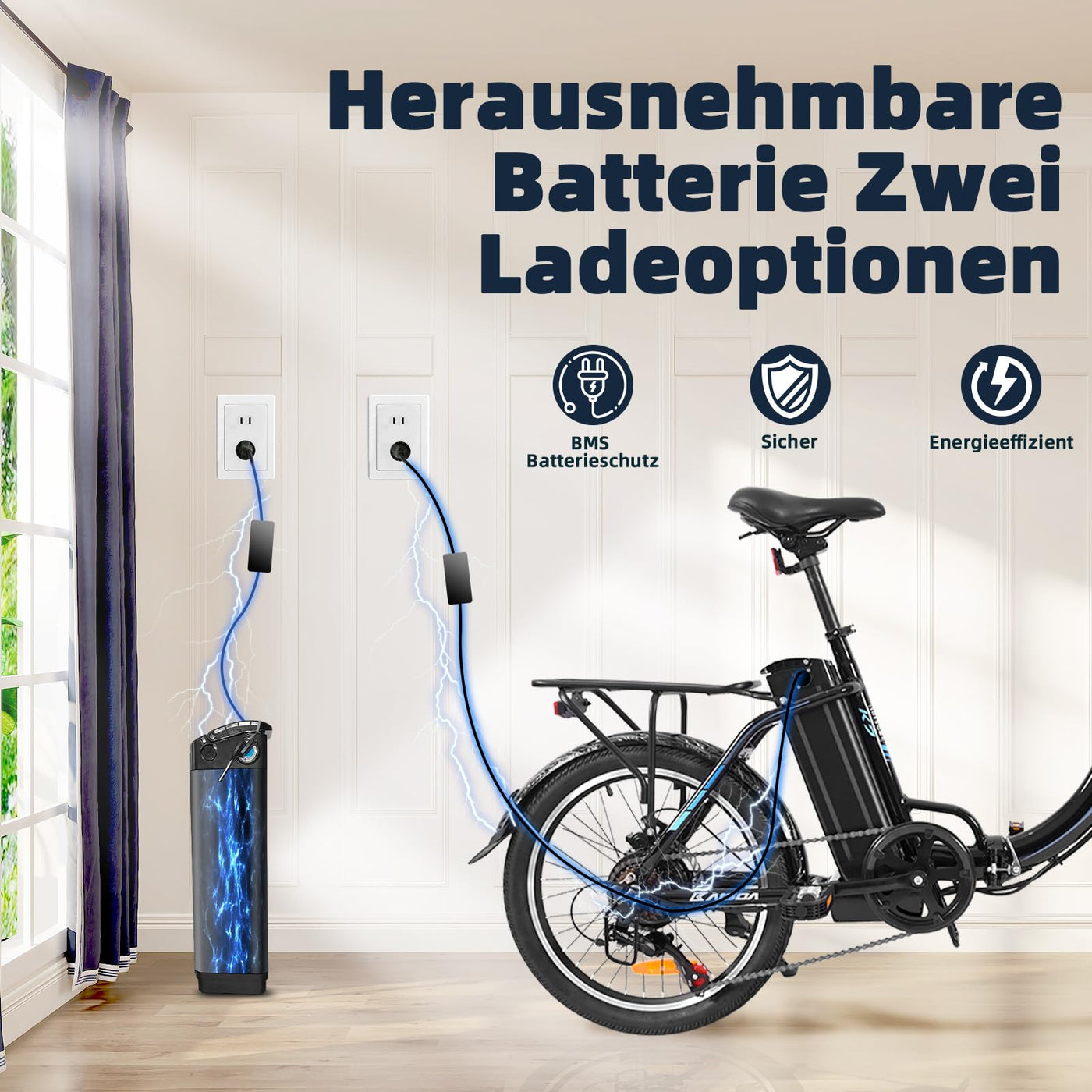 KAISDA E-Bike Klapprad 20 Zoll Elektrofahrrad Mit 250W Motor 36V 13Ah Abnehmbarem Li-ion Akku Bis 100km Distanz,7-Gang,Pedelec Ebike E-Citybike E-Fahrrad Für Erwachsene,Schwarz