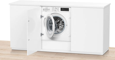 Siemens WI14W443 Einbau-Waschmaschine iQ700, Frontlader mit 8kg Fassungsvermögen, 1400 UpM, speedPack L, LED-Display, timeLight, Weiß, 60cm