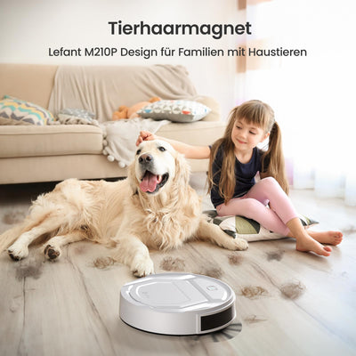 LEFANT Saugroboter mit Fernbedienung, 2200Pa Staubsauger Roboter, 120Mins Max, WLAN Roboterstaubsauger, Selbstaufladend, App/Alexa, Ideal für Tierhaare, Teppich, Hartboden 210P Weiß