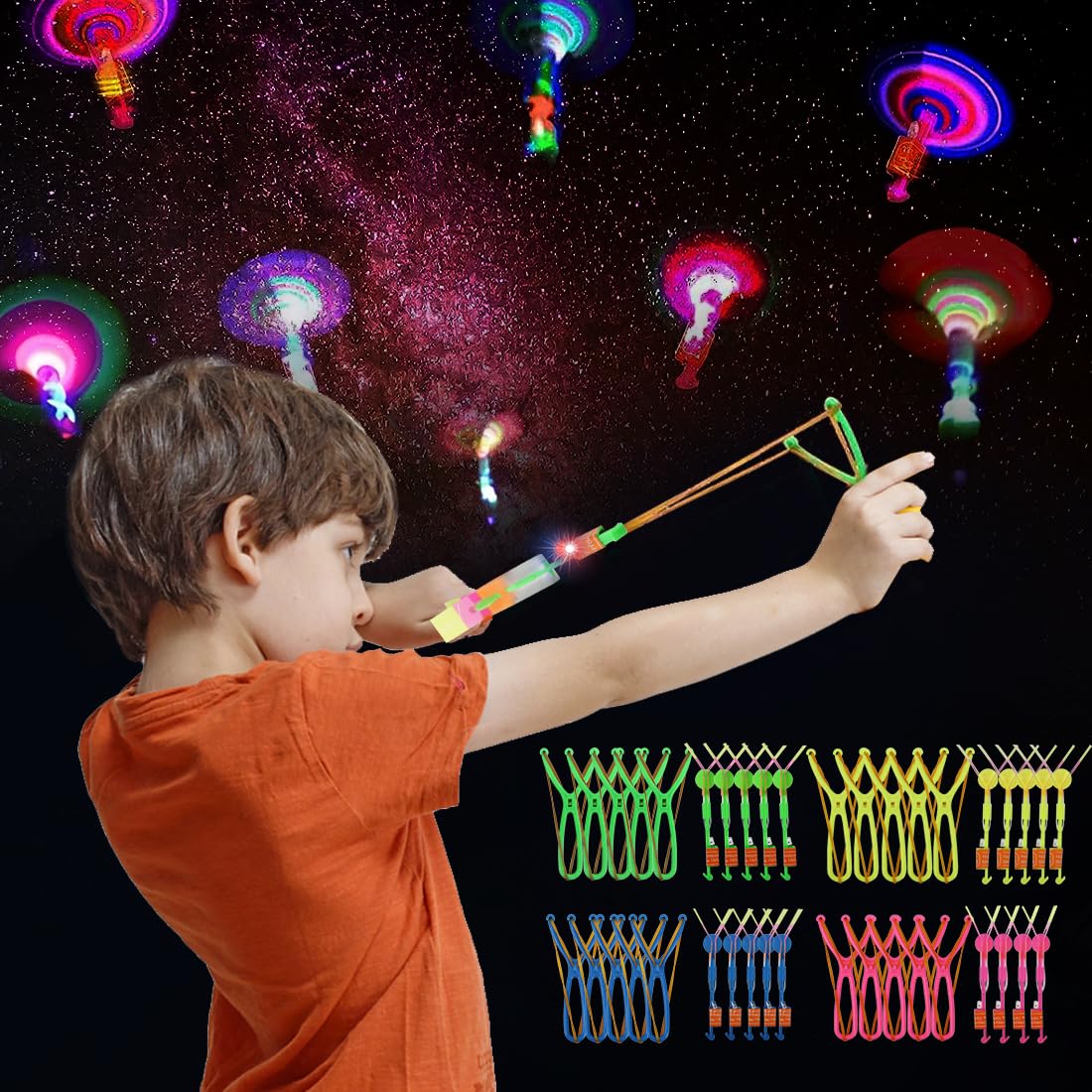 20 Stück LED Leuchtspielzeug Partyartikel, Leuchtspielzeug Schleuder, Fliegendes Spielzeug Party Set, Led licht nacht Hubschrauber, Led Springendes Spielzeug für Kinder, Mitgebsel Kindergeburtstag