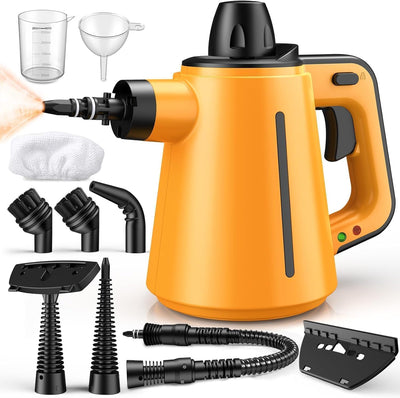 Tragbarer Dampfreiniger Handgerät, 1050W Dampfreiniger für Alles mit 10 Zubehörteilen Dampfdruck 3.5Bar Aufheizzeit 3Min Tank 380ML Dampfente Handdampfreiniger, Steam Cleaner Sofa Boden Polstermöbel