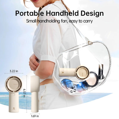 JISULIFE Turbo Handventilator Akku [16 Stunden Lange Arbeitszeit] 4000mAh Tragbarer Mini Ventilator USB Wiederaufladbarer mit 5 Geschwindigkeiten für Reisen/Draußen/Zuhause/Büro - Braun