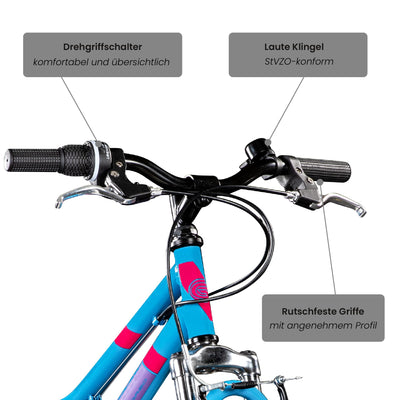 Galano GA20 Kinder Fahrrad ab 115-130cm oder 5 Jahre 7 Gang Mountainbike 18 Zoll für Mädchen oder Jungen Kinderfahrrad Hardtail MTB vorne gefedert, leicht (22 cm, blau)