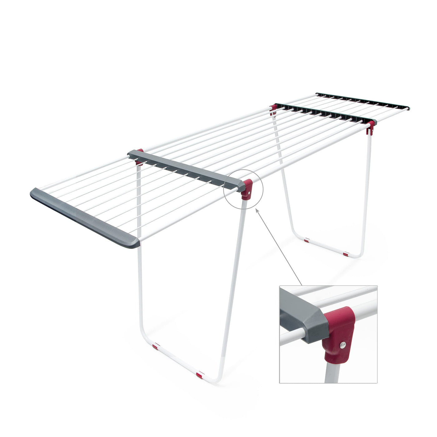 Relaxdays Trockenständer, ausziehbar, Eisen, Trockenlänge 18 m, Wäscheständer, HxBxT: ca. 91 x 199 x 63 cm, weiß