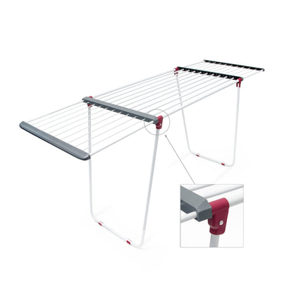 Relaxdays Trockenständer, ausziehbar, Eisen, Trockenlänge 18 m, Wäscheständer, HxBxT: ca. 91 x 199 x 63 cm, weiß
