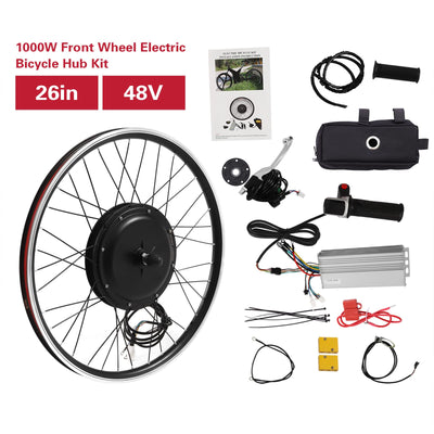 GramStudio 26 Zoll Ebike Umbausatz, 48V 1000W E-Bike Vorderrad Umbausatz Kit, Electric Bicycle Nachrüstsatz, 440RPM, 55km/h, 45N. M, Brushless Motor (Reifen Nicht Enthalten)