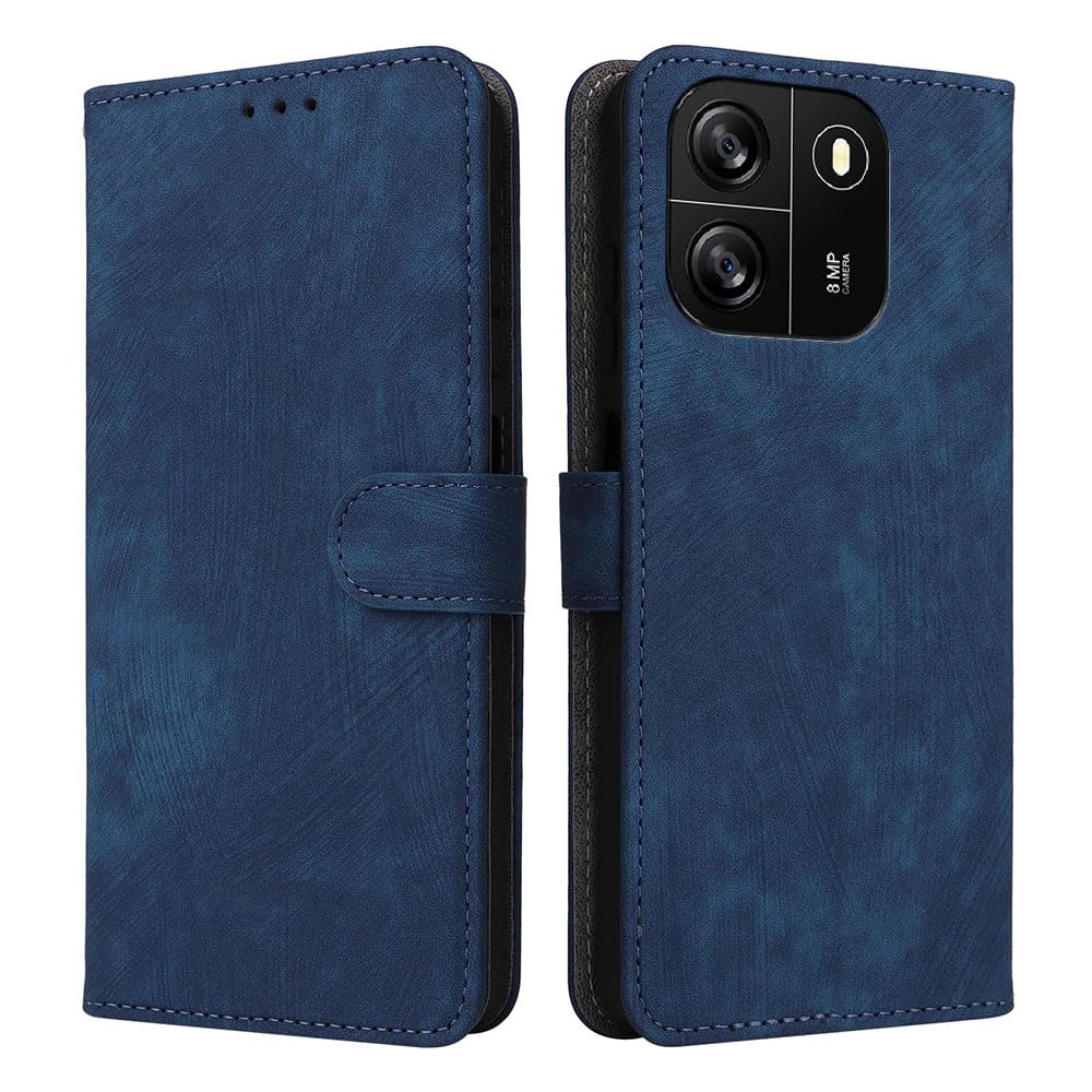 XINNI Handyhülle für Oscal Flat 1C/Blackview Wave 6C, RFID Protect PU/TPU Klappetui Schutzhülle Flip Magnetisch Telefonhülle, Blau