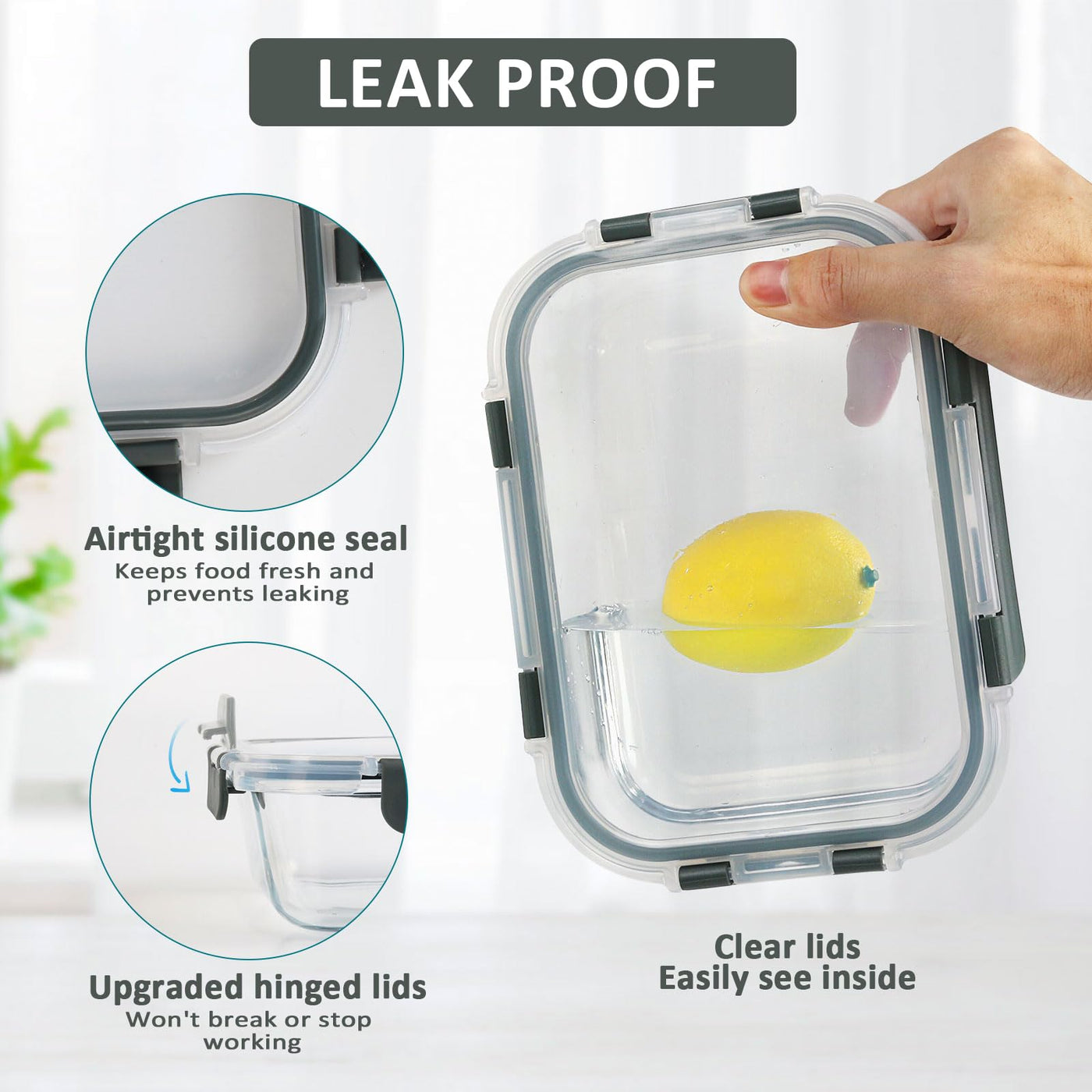 M MCIRCO 8 Packs 860 ml Glas-Frischhaltedosen Set für Lebensmittel, Spülmaschinen, Mikrowellen & Gefrierschrankfreundlich - Auslaufsicher,