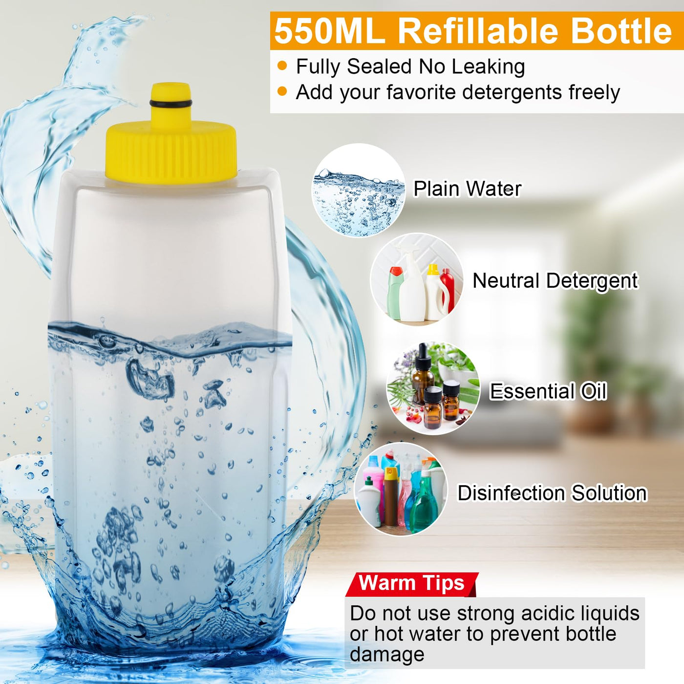 Homgif Bodenwischer mit Sprühfunktion 550ML Sprühwischer, Wischmopp mit Sprühfunktion Spray Mop, Home Küche Wischer Bodenreinigung (Grau und Gelb)