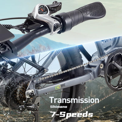 BURCHDA RX80 Elektrisches Mountainbike für Erwachsene, 26 Zoll 4.0 Fat Tire, 48V20AH Batterie 7-Gang Öl-Doppelbremse, Dual Shock Absorption Elektrofahrrad mit Unterstützung，Mit Heckklappenrahmen