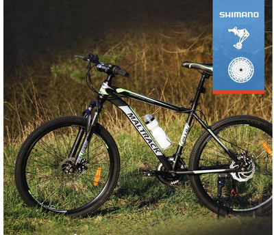 BDW - Fahrrad 26 Zoll - Mountainbike Damen & Herren - 18 Gänge - Farbe Grün - Ergonomischer Lenker - Mechanische Scheibenbremsen - Federungsgabel - Aluminiumfelgen