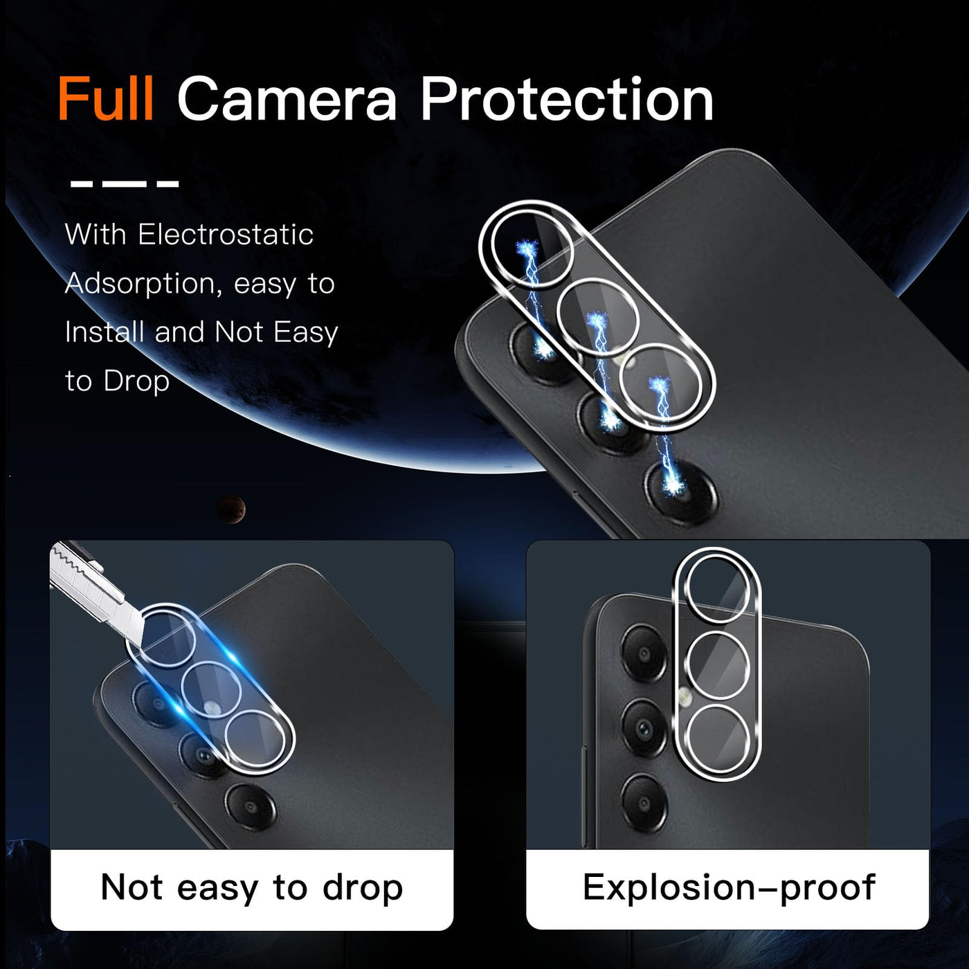 Wayneer Schutzfolie für Samsung Galaxy A35 5G für Panzerglas mit Rahmen Positionierhilfe, 3 Stück Panzer Schutz Glas & 3 Stück Kameraschutz, Anti-Kratzen Folie 9H Härte HD Panzerfolie