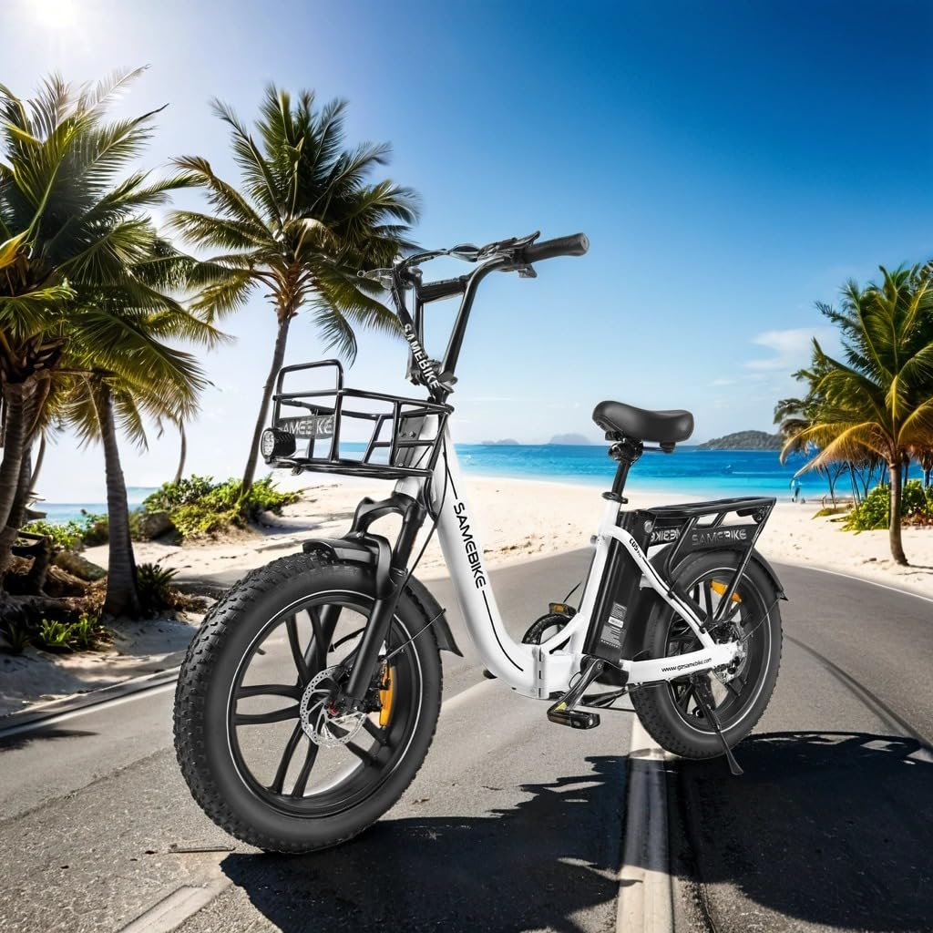 SAMEBIKE E-Bike Klapprad Elektrofahrrad mit 20"*4.0 Fat Tire, 13Ah Lithium-Akku für Lange Reichweite bis 80-120KM, 7-Gang-All-Terrain Ebike Herren für MTB, Strand & Schnee