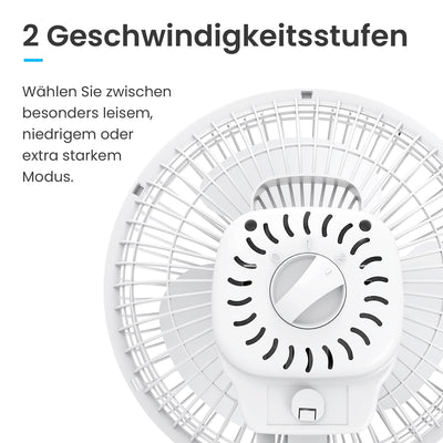Pro Breeze Mini Ventilator mit Clip - 15 cm Durchmesser, 2 Geschwindigkeitsstufen, starke + stabile Klammer - Ideal als Tischventilator im Büro am Schreibtisch oder Zuhause im Schlafzimmer