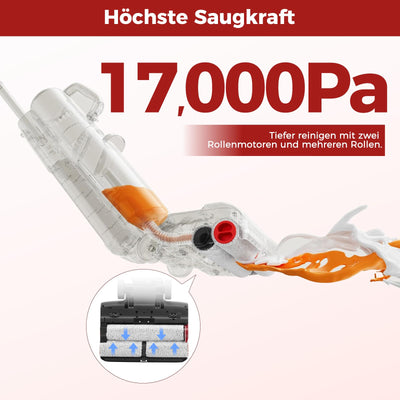roborock Dyad Pro Combo 5-in-1 Nass Trockensauger Kabelloser 17000Pa Wischsauger mit Akku Staubsauger für Teppichreinigung, elektrische Minibürste und 2 Reinigungsköpfe, APP, Sprachsteuerung